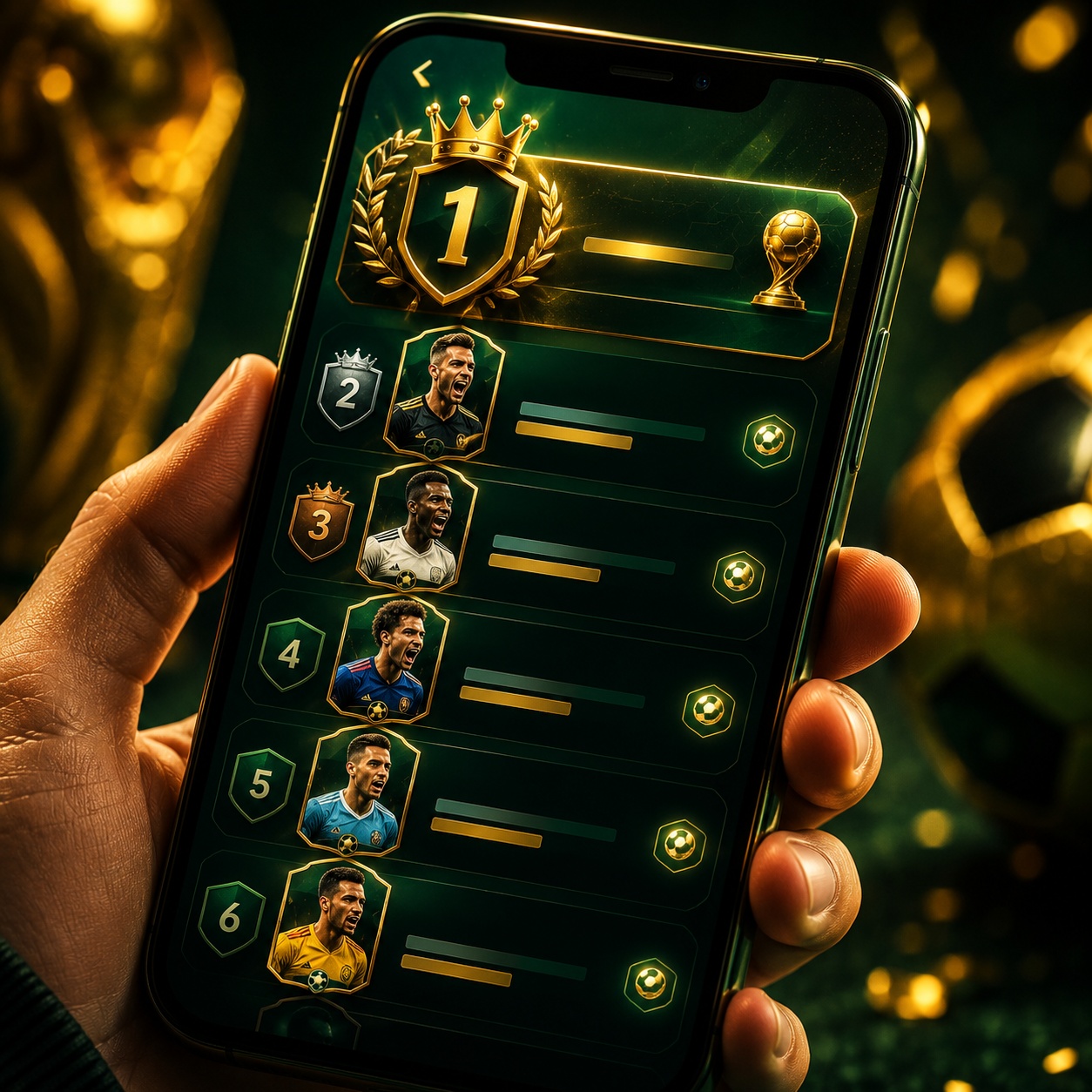 Leaderboard screen on a phone